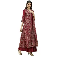 Solid Polyester Straight Fit Womens Kurta red-thumb2