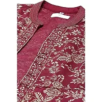 Solid Polyester Straight Fit Womens Kurta red-thumb3