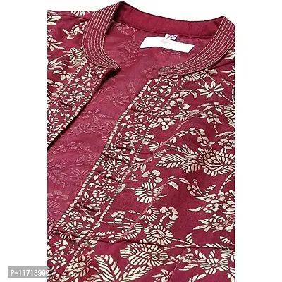 Solid Polyester Straight Fit Womens Kurta red-thumb4