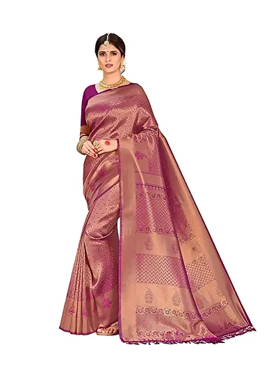 Fancy Silk Blend Saree with Blouse Piece for Women