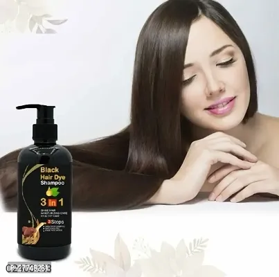 Black Hair Dye Herbal 3 in 1 original Instant Black Hair Shampoo for Women Men 300 ML-thumb0