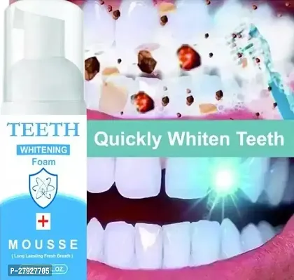 Teeth Whitening Foam Toothpaste Makes You Reveal Perfect  White Teeth, Natural Whitening Foam Toothpaste Mousse with Fluoride Deeply Clean Gums Remove Stains- 60 ML-thumb0