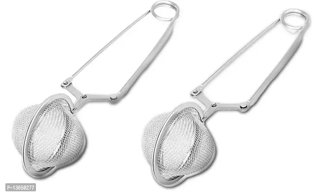 TGL Perfect Pincer Ball Shaped Stainless Steel Loose Leaf Tea Infuser/Strainer with Squeeze Handle |Mesh Infuser (Tea Ball Infuser, Tea Strainer, Ball Strainer, Tea Filter, Tea Maker) 2 Units