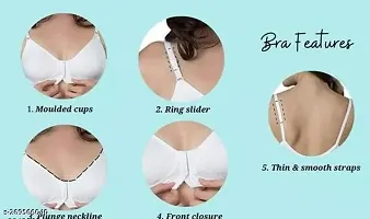 Womens Cotton Brassiere | Non-Padded | Non-Wired | Moderate Coverage | Front Open, Deep Panel and Molded Cups Regular Bra | 2 Piece-thumb3