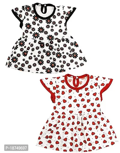 Cotton Half Sleeve Frock Design For New Born Baby Kids Girls Infant Pack Of 2-thumb0