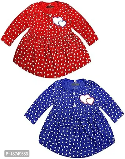 Cotton Full Sleeve Frock Design For New Born Baby Kids Girls Infant Pack Of 2