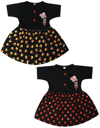 Half Sleeve Frock Design For New Born Baby Kids Girls Infant Pack Of 2