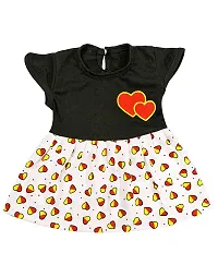 Shopoline Cotton Half Sleeve Frock Design for New Born Baby Kids Girls Infant Pack of 2 (0-3 Months, RED Black)-thumb2