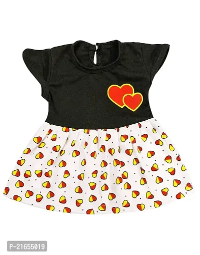 Shopoline Cotton Half Sleeve Frock Design for New Born Baby Kids Girls Infant Pack of 2 (0-3 Months, RED Black)-thumb3