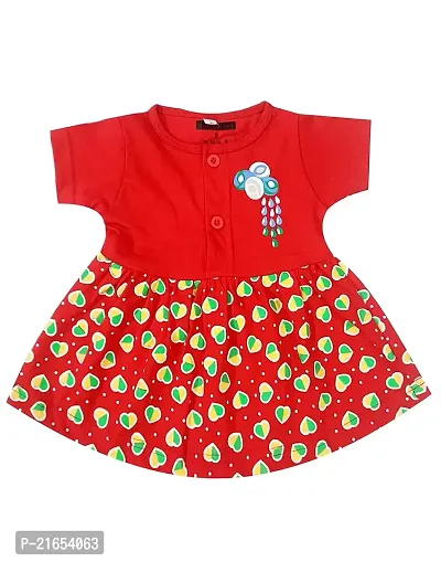 Shopoline Cotton Half Sleeve Frock Design for New Born Baby Kids Girls Infant Pack of 2 Green  Yellow Months-thumb2