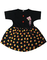 Shopoline Cotton Half Sleeve Frock Design for New Born Baby Kids Girls Infant Pack of 2 (0-3 Months, Black)-thumb2