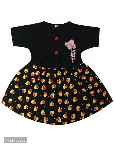 Shopoline Cotton Half Sleeve Frock Design for New Born Baby Kids Girls Infant Pack of 2 (0-3 Months, Black)-thumb3