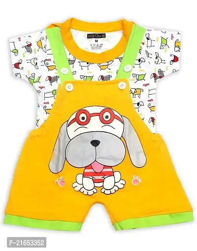 SHOPOLINE Cotton Dungaree Set with T Shirt for for Baby Boy and Girl