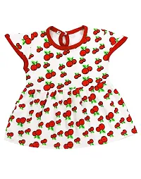 Shopoline Cotton Half Sleeve Frock Design for New Born Baby Kids Girls Infant Pack of 2 (0-3 Months, RED Black)-thumb4