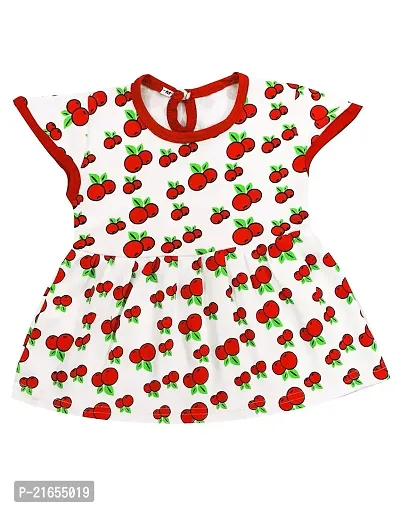 Shopoline Cotton Half Sleeve Frock Design for New Born Baby Kids Girls Infant Pack of 2 (0-3 Months, RED Black)-thumb5