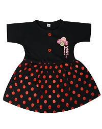 Shopoline Cotton Half Sleeve Frock Design for New Born Baby Kids Girls Infant Pack of 2 (0-3 Months, Black)-thumb4