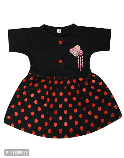 Shopoline Cotton Half Sleeve Frock Design for New Born Baby Kids Girls Infant Pack of 2 (0-3 Months, Black)-thumb5