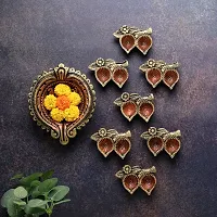 Classic Handicraftian 2 Leaf Diya Set Of 10-thumb2