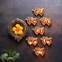 Classic Handicraftian 2 Leaf Diya Set Of 10-thumb3