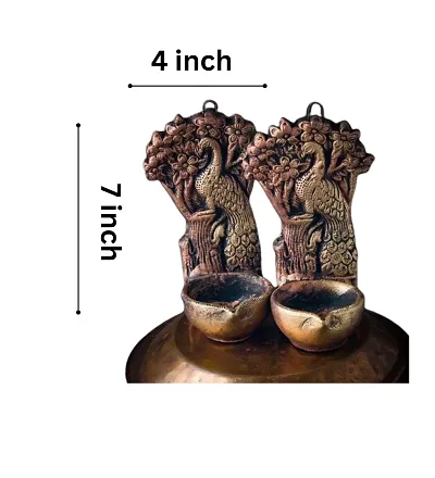 Handicraftian Tree Peacock Hanging Diya Set