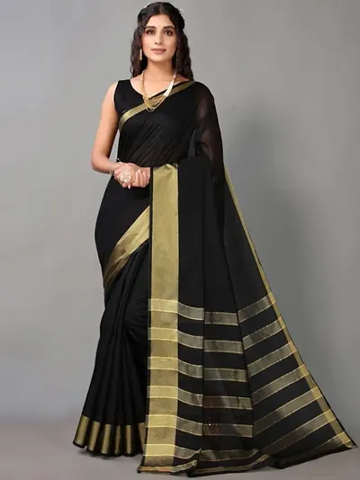 Cotton Silk Woven Design Daily Wear Sarees with Blouse Piece