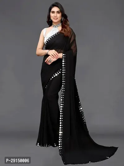 Stylish Art Silk Black Solid Saree with Blouse piece For Women-thumb0