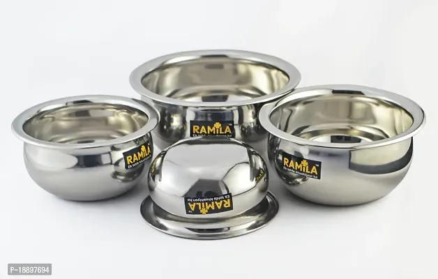 Ramila Handi Set Satinless Steel Handi  Cook  Serve Handi -Capacity 1.5liter,1liter,0.75liter,0.50liter-thumb3