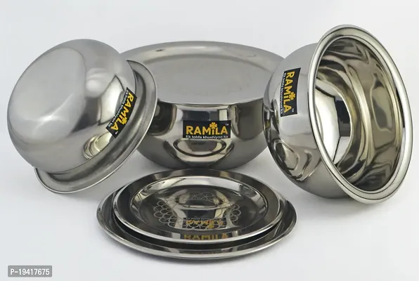 Steel Handi With Lid, patila Laser Design lid Cookware Set of 3 Pieces With lid Cooking Serving Bowl biryani Milk Pot - Capacity 1.5-L, 1-L, 0.75-L-thumb4