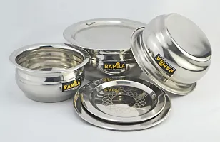 Ramila Handi Set With Lid, Patila Set With Lid, Serving Cooking Bowl,Cookware Set( Laser Design Lid )-Capacity 1.5liter,0.75liter,0.50liter-thumb1