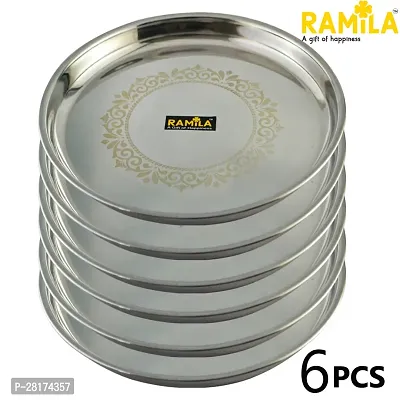 Stainless Steel Dinner plate Set For kitchen Pack of 6-thumb0