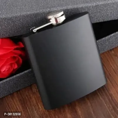 Pocket Size Black Shine Stainless Steel Hip Flask 207 ml