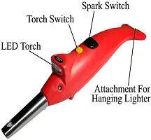 Adhunik Rasoi 2 in1 Plastic Kitchen Dolphin Shape Electric Gas Lighter with Led Torch Plastic Electronic Gas Lighter Red Pack of 1-thumb2