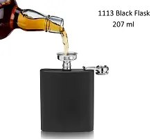 Pocket Size Black Shine Stainless Steel Hip Flask 207 ml-thumb2