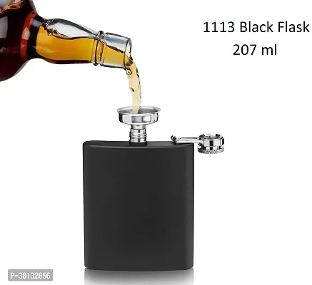 Pocket Size Black Shine Stainless Steel Hip Flask 207 ml-thumb3