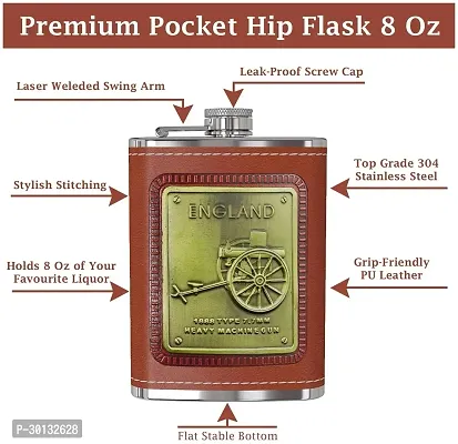 Stainless Steel Leather Hip Flask 236 ml-thumb3