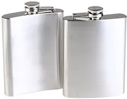 Pack of 2 Stainless Steel Hip Flask Alcoholic Container Steel Flask Hip Flask 210 ml-thumb2