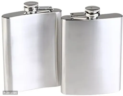 Pack of 2 Stainless Steel Hip Flask Alcoholic Container Steel Flask Hip Flask 210 ml-thumb3