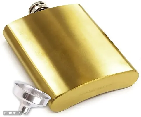 Hip Flask Golden with Funnel Stainless Steel Hip Flask 207 ml