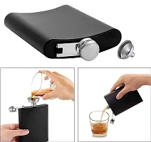 Pocket Size Black Shine Stainless Steel Hip Flask 207 ml-thumb3