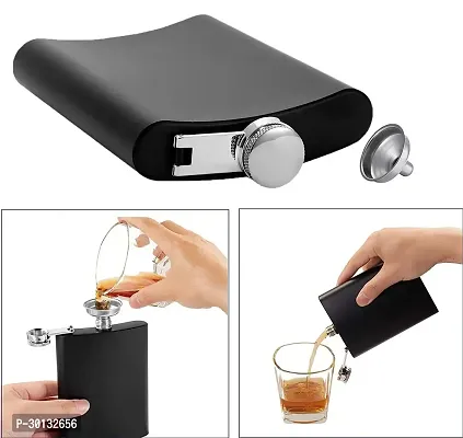 Pocket Size Black Shine Stainless Steel Hip Flask 207 ml-thumb4