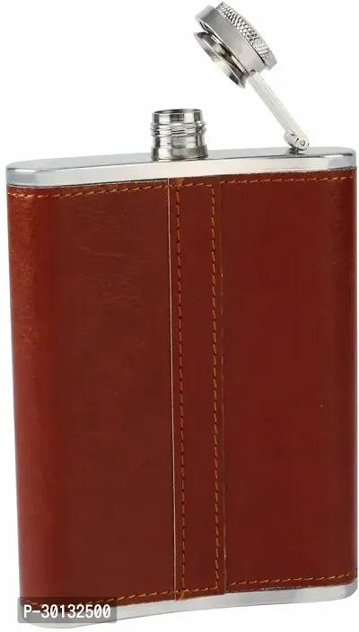 Stainless Steel Brown Leatherite Pocket Hip Flask Stainless Steel Hip Flask 236 ml-thumb4