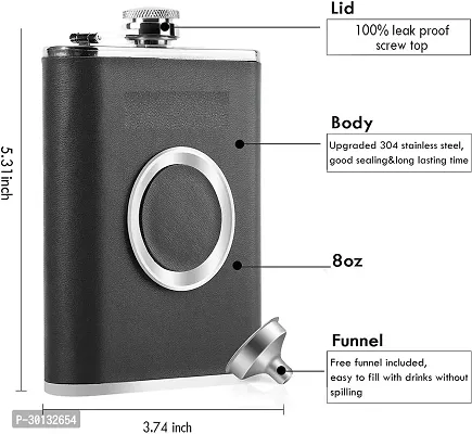 Nexshop Flask Builtin Collapsible 2 Oz Shot Glass Flask Funnel Steel Leather Coated Stainless Steel Hip Flask 236 ml-thumb4