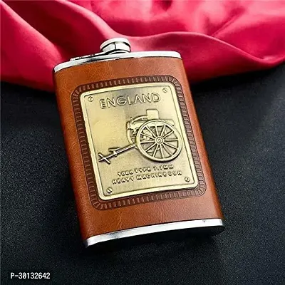 Stainless Steel and Stitched Leather Hip Flask 8 oz Hip Flask 230 ml-thumb2