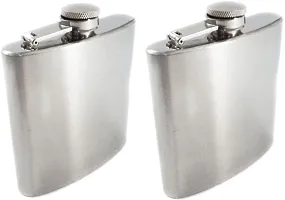 Pack of 2 Stainless Steel Hip Flask Alcoholic Container Steel Flask Hip Flask 210 ml-thumb1