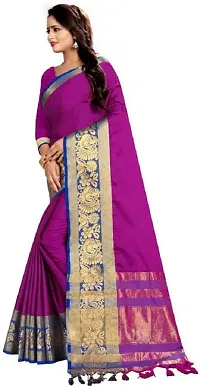 Stylish Purple Art Silk Woven Design Saree with Blouse piece For Women-thumb1