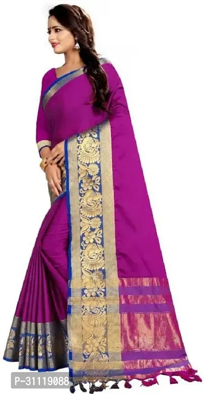 Stylish Purple Art Silk Woven Design Saree with Blouse piece For Women-thumb2