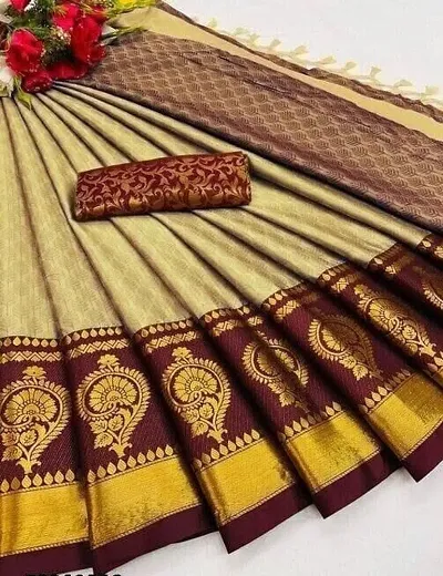 Aura Silk Jacquard Work Sarees with Blouse Piece