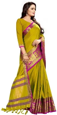 Stylish Yellow Art Silk Woven Design Saree with Blouse piece For Women-thumb2