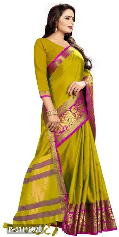 Stylish Yellow Art Silk Woven Design Saree with Blouse piece For Women-thumb3