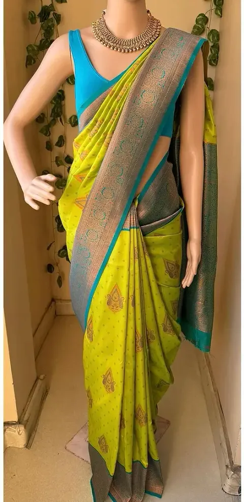 Trending Art Silk Saree with Blouse piece 